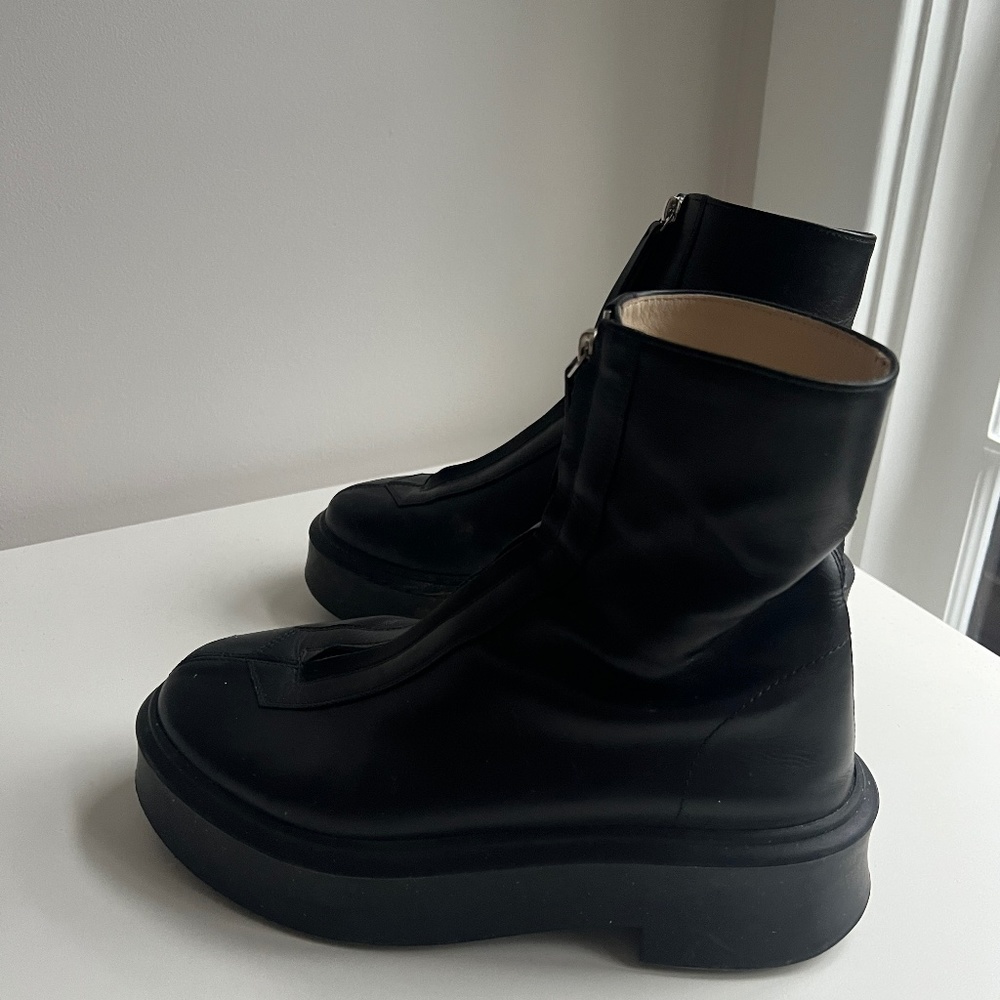 The Row Leather Ankle Boots